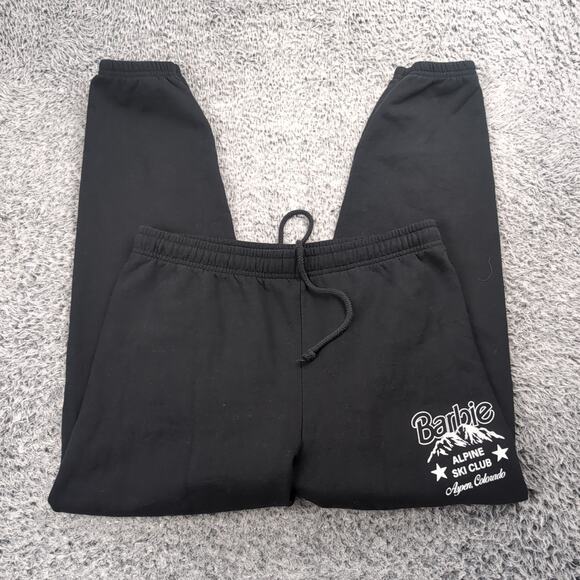 PacSun Pants - Barbie x PacSun Pants Women Small Black Fleece Athleisure Sweatpants Ski Club